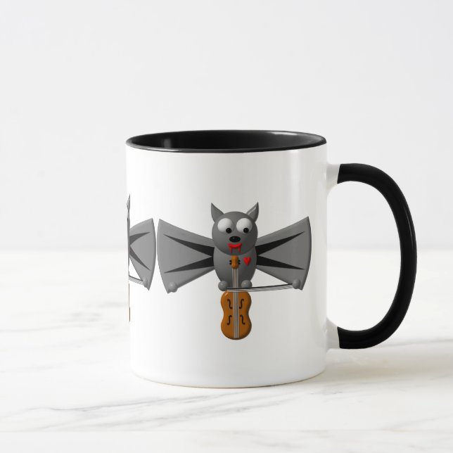 Cute vampyr fladdermus spelar fiolin mugg (Höger)