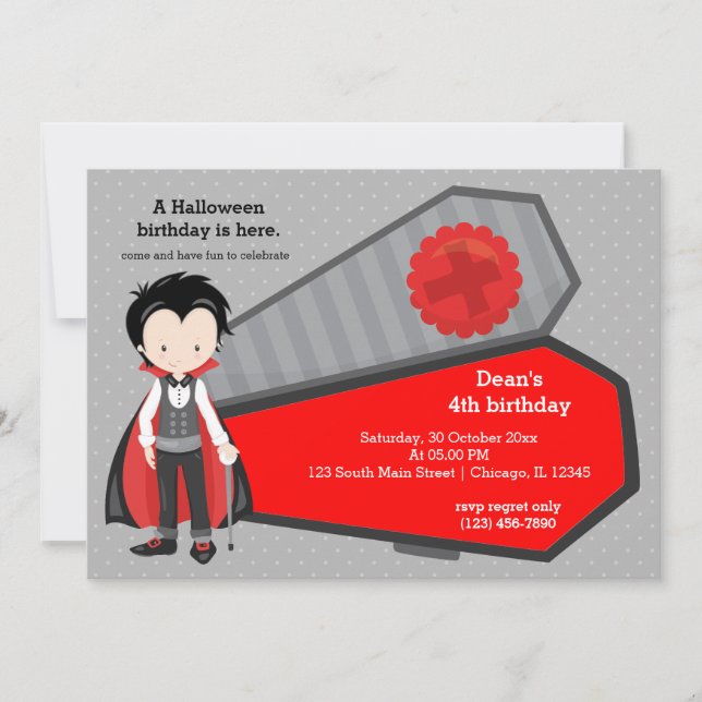 Cute vampyr-födelsedag inbjudningar (Framsida)