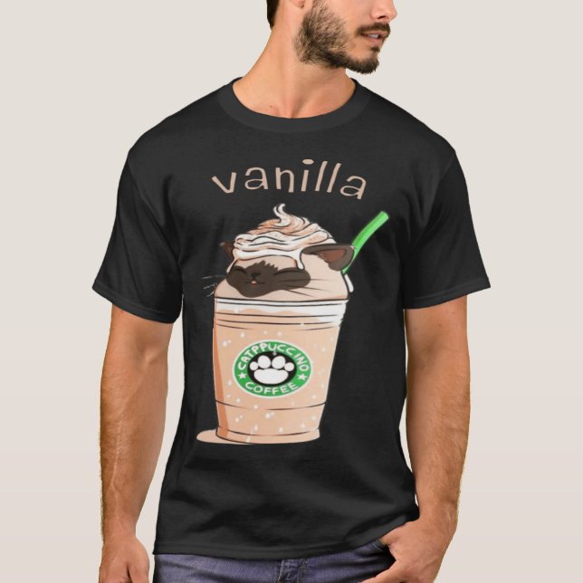 Cute Vanilla Brown Cat Animals Pet Catpuccino Coff T Shirt (Framsida)