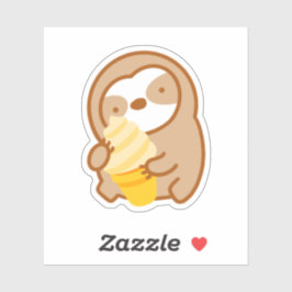 Cute Vanilla Ice Cream Cone Sloth Klistermärken
