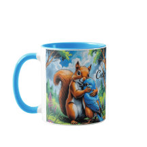 Cute Vänskap mellan ekorrel och Bluebird