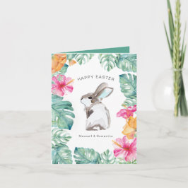 Cute Vår blommor Bunny Påsk Card Helgkort