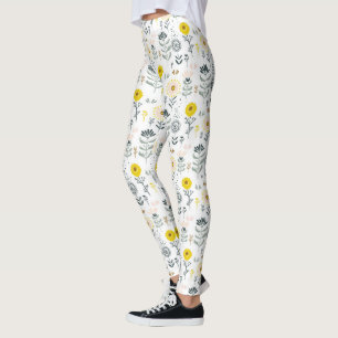 Cute vår blommor mönster leggings
