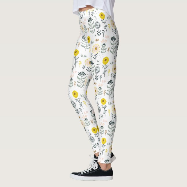Cute vår blommor mönster leggings (Vänster)