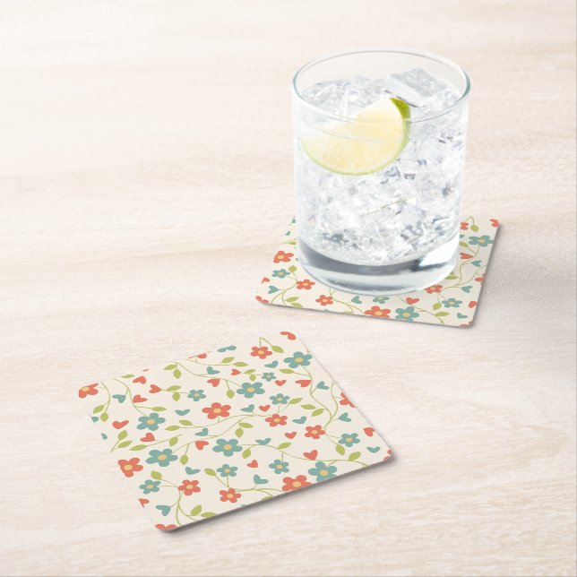 Cute Vår blommor Underlägg Papper Kvadrat (Insitu)
