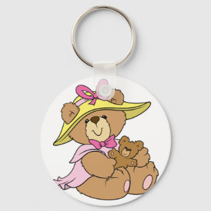 Cute Vår Bonnet Nalle Nyckelring