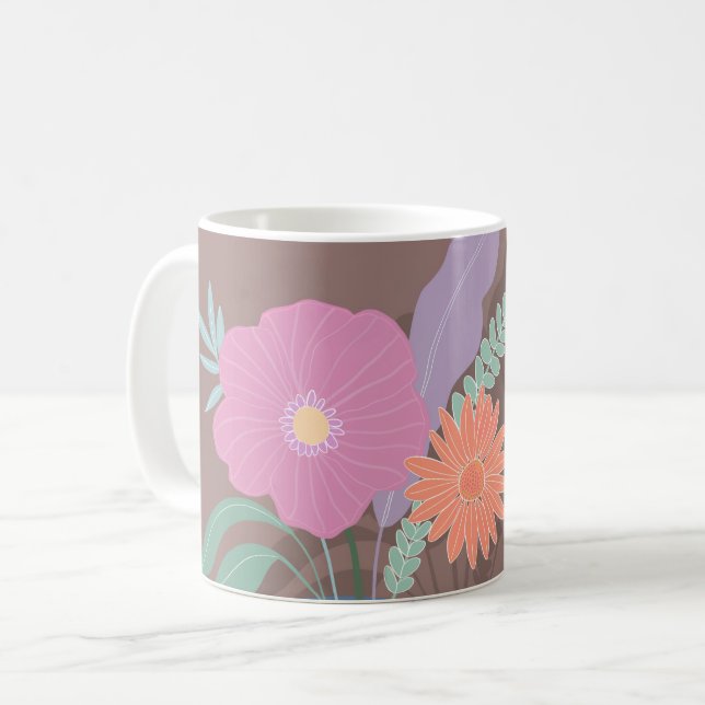 Cute Vår Bouquet av moderna Blommigtar Kaffemugg (Framsida vänster)