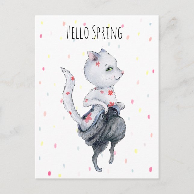 Cute Vår Cat Helg Vykort (Framsida)