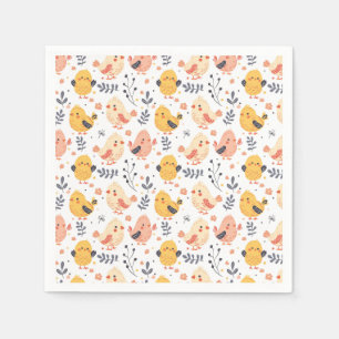 Cute Vår Chickar och Blommönster Pappersservett