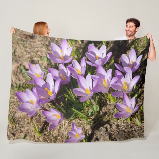 Cute vår crocuses fleecefilt (På plats)