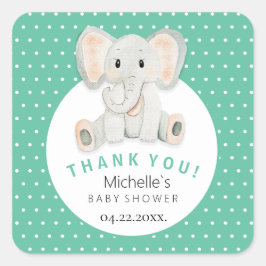 Cute Vår Elephant Watercolor Illustration Fyrkantigt Klistermärke