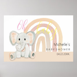 Cute Vår Elephant Watercolor Illustration Poster