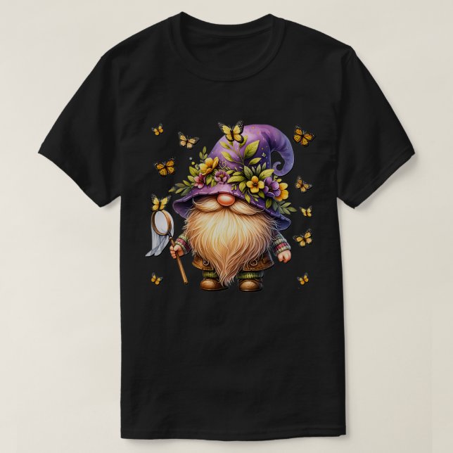 Cute Vår Flower Gnome Graphic Blommigt Monarch Bu T Shirt (Design framsida)