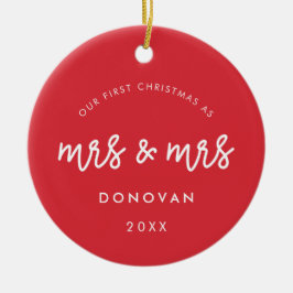 Cute Vår första jul som Mrs och Red Julgransprydnad Keramik