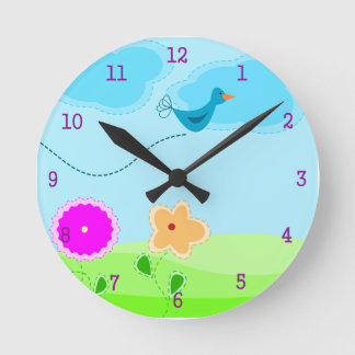 Cute Vår Garden Clocks Rund Klocka