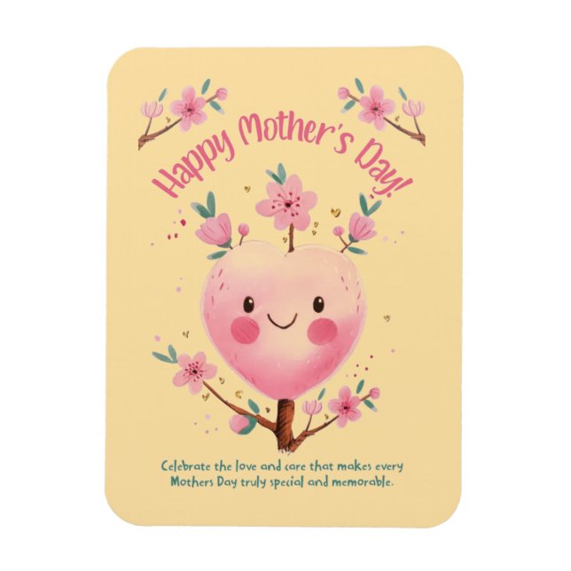 Cute Vår Heart Träd Mor-dagen Magnet (Vertikal)