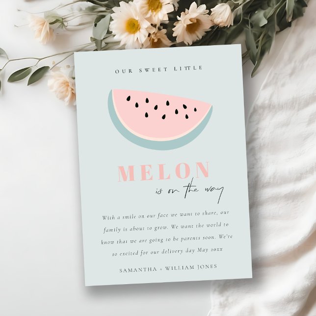 Cute vår lilla Melon Aqua Blue Boy-varning Inbjudningar (Skapare uppladdad)