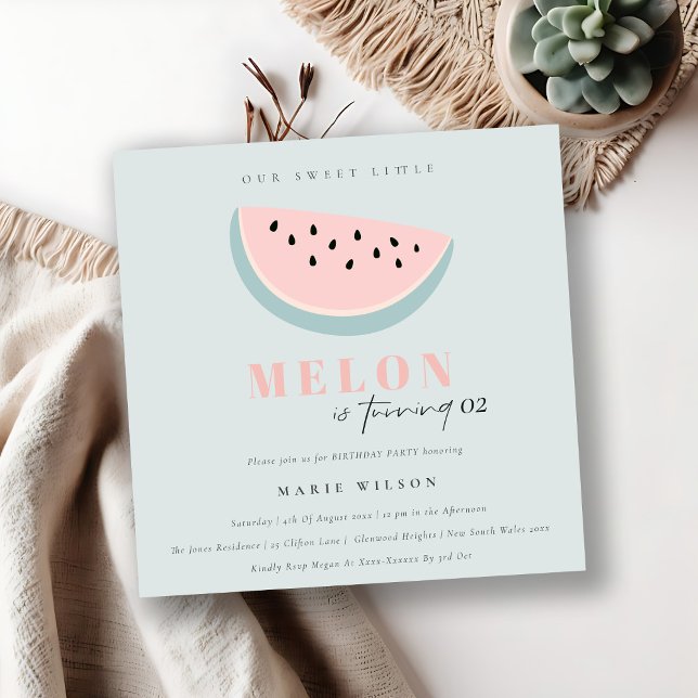 Cute vår lilla melon Pastel Blue - Vilken ålder so Inbjudningar (Skapare uppladdad)