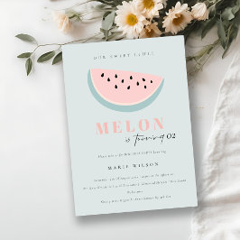 Cute vår lilla melon Pastel Blue - Vilken ålder so Inbjudningar
