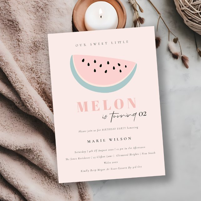 Cute vår lilla melon Pastel-Rosa vid alla åldrar Inbjudningar (Skapare uppladdad)