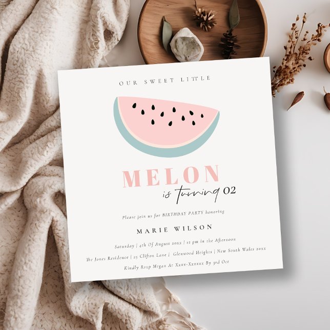 Cute vår lilla melon Pastel-Rosa vid alla åldrar Inbjudningar (Skapare uppladdad)