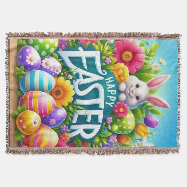 Cute vår/Påskhare med ägg Filt (Framsidan)