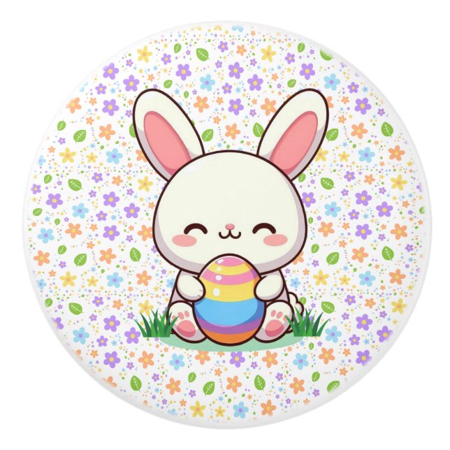 Cute vår/Påskhare med ägg Knopp (Framsidan)