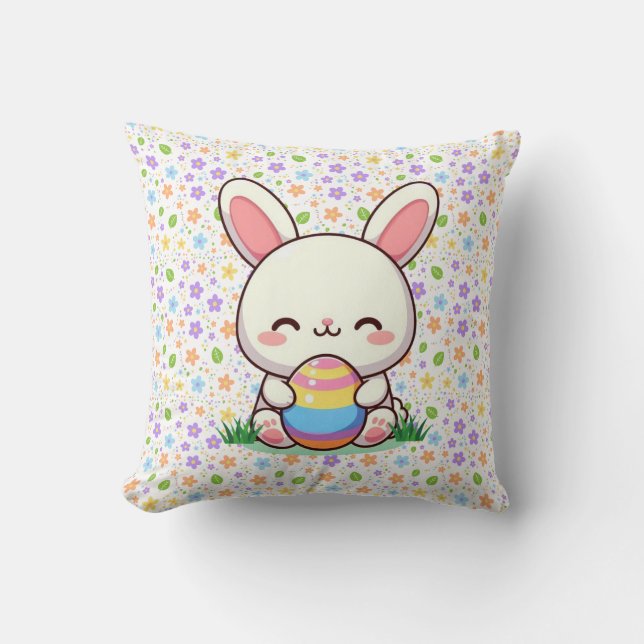 Cute vår/Påskhare med ägg Kudde (Framsida)