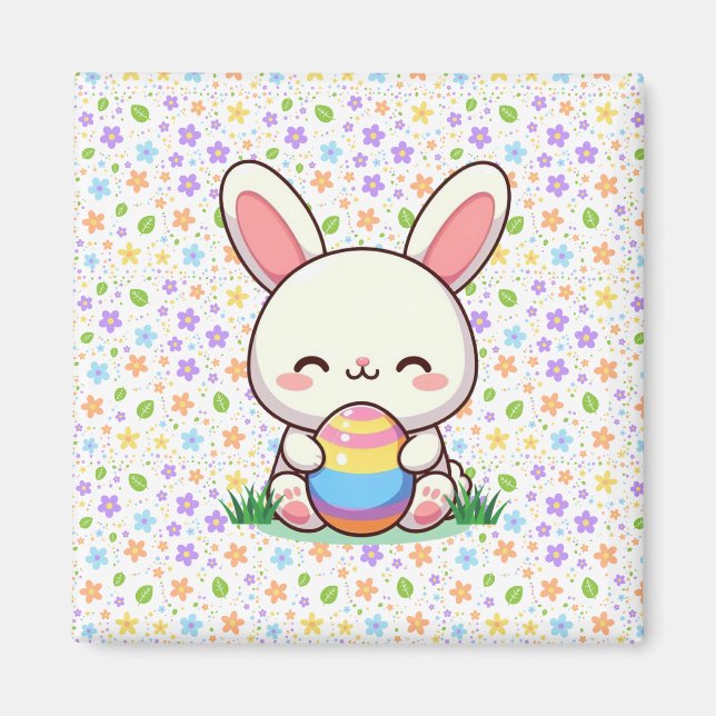 Cute vår/Påskhare med ägg Magnet (Framsidan)