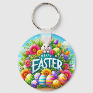 Cute vår/Påskhare med ägg Nyckelring