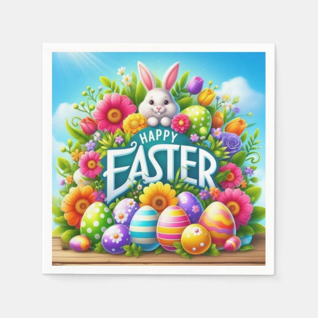 Cute vår/Påskhare med ägg Pappersservett (Framsidan)