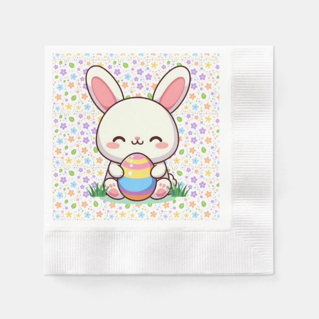 Cute vår/Påskhare med ägg Pappersservett (Framsidan)