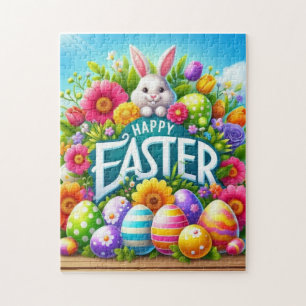 Cute vår/Påskhare med ägg Pussel