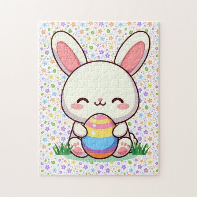 Cute vår/Påskhare med ägg Pussel (Vertikal)