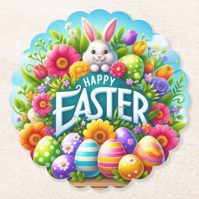 Cute vår/Påskhare med ägg Underlägg Papper (Framsida)