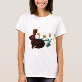 Cute Vår Rabbit Daffodil Art T Shirt