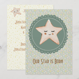 Cute Vår stjärna är Born Boy eller Girl Birth Meddelande