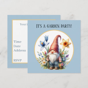 Cute Vår-trädgården party gnome Inbjudningar