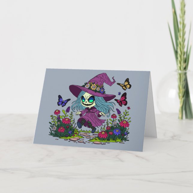 Cute Vår Witch Kort (Framsida)