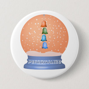 Cute-varelser tecknad snö globe whimsisiques knapp