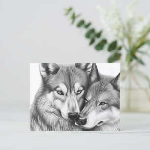Cute Varg Animal in Kärlek Heart Vykort