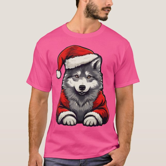 Cute Varg jul Santa Hat Vargar Julafton T Shirt (Framsida)
