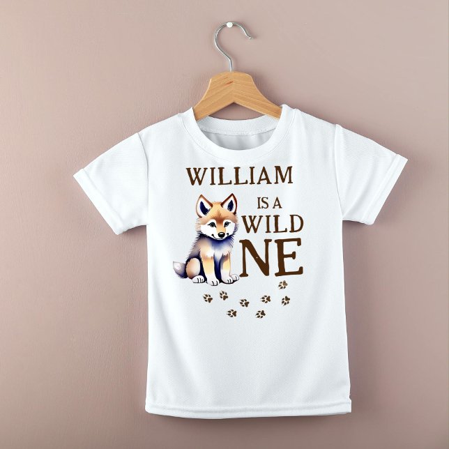 Cute varg unge vild en skogsmark födelsedagsfest t shirt (Wild one wolf themed birthday party photoshoot t-shirt family matching shirt cute wolf cub)