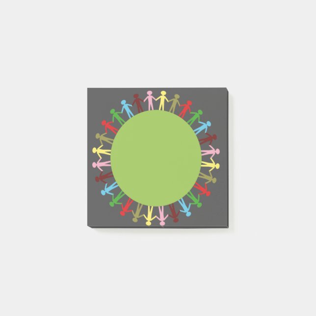 Cute värld runt färglös flickas post-it block (Framsida)