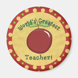 Cute Världsmästare Teacher with Apple & Dots Magnet