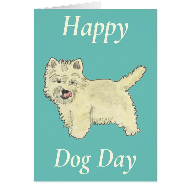 Cute Väster Highland Terrier Lycklig Hund Birthday Hälsningskort (Framsidan)