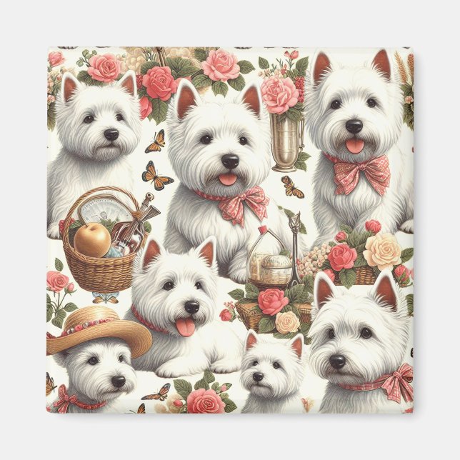 Cute Väster Highland White Terrier, sömlös Magnet (Framsidan)