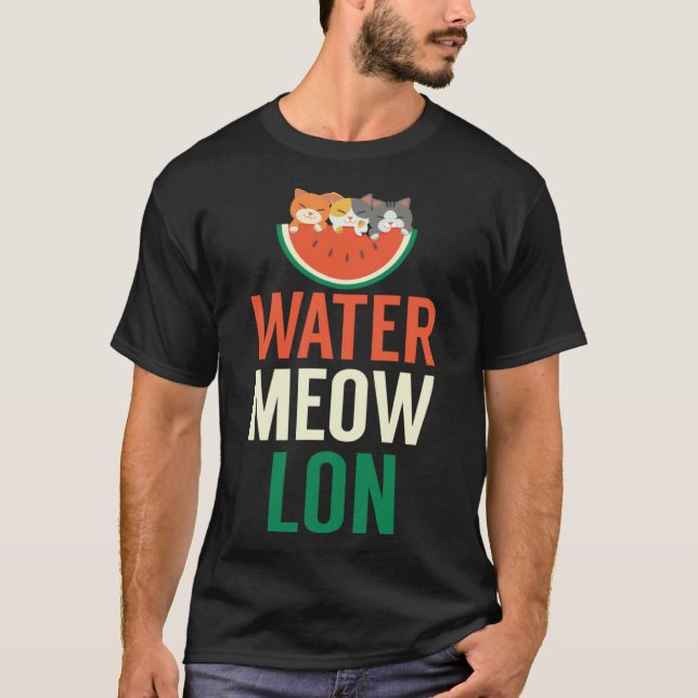 Cute Vatten Meow Leon Melon med katt Melonodlare T Shirt (Framsida)