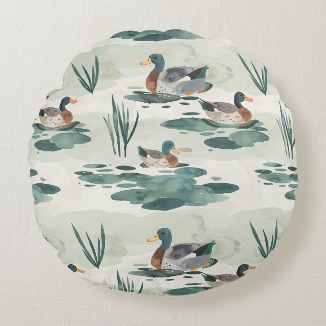 Cute Vattencolor ankor mönster Rund Kudde (Framsidan)