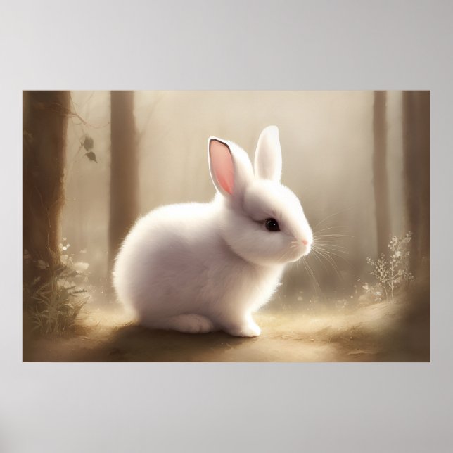 Cute Vattencolor baby bunny poster (Framsidan)